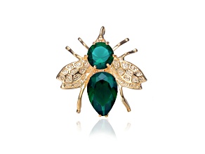 Emerald Green Cubic Zirconia, Sterling Silver Bee Pin