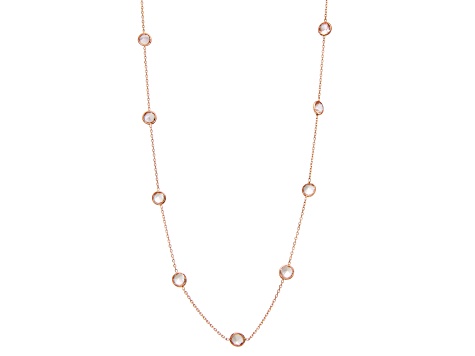 Morganite Simulant 10K Rose Gold Station Necklace 2.97ctw