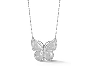 Sterling Statements Rhodium Over Sterling Silver CZ Butterfly Necklace