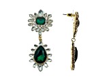Off Park® Collection, Gold Tone Green and Clear Multi-Shape Crystal Drop Earrings.