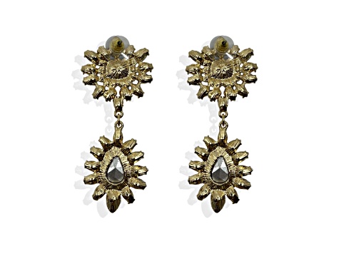 Off Park® Collection, Gold Tone Green and Clear Multi-Shape Crystal Drop Earrings.