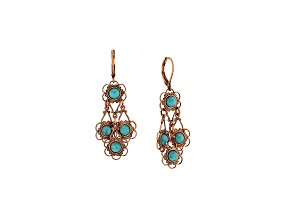 1928 Jewelry Copper Tone Faux Turquoise Filigree Drop Earrings