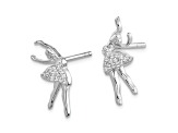 Sterling Silver Rhodium-plated Polished CZ Ballerina Post Earrings
