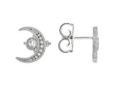 Judith Ripka 0.28ctw White Topaz Rhodium Over Sterling Silver Moon Stud Earrings