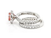 Pink & White Lab-Grown Diamond 14kt White Gold Bridal Ring Set 3.00ctw