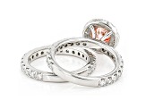 Pink & White Lab-Grown Diamond 14kt White Gold Bridal Ring Set 3.00ctw