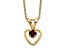 10k Yellow Gold Children's 0.16 cttw Garnet Birthstone Heart Pendant with 15 Inch Rope Chain