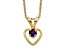 10k Yellow Gold Children's 0.11 cttw Amethyst Birthstone Heart Pendant with 15 Inch Rope Chain