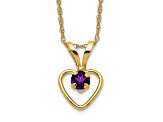 10k Yellow Gold Children's 0.11 cttw Amethyst Birthstone Heart Pendant with 15 Inch Rope Chain