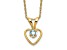 10k Yellow Gold Children's 0.1 cttw Aquamarine Birthstone Heart Pendant with 15 Inch Rope Chain