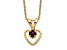 10k Yellow Gold Child's 0.15 cttw Rhodolite Garnet Birthstone Heart Pendant with 15 Inch Rope Chain