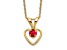 10k Yellow Gold Children's 0.17 cttw Ruby Birthstone Heart Pendant with 15 Inch Rope Chain