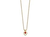 10k Yellow Gold Children's 0.17 cttw Ruby Birthstone Heart Pendant with 15 Inch Rope Chain