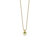 10k Yellow Gold Children's 0.12 cttw Peridot Birthstone Heart Pendant with 15 Inch Rope Chain