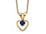 10k Yellow Gold Children's 0.17 cttw Sapphire Birthstone Heart Pendant with 15 Inch Rope Chain