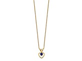 10k Yellow Gold Children's 0.17 cttw Sapphire Birthstone Heart Pendant with 15 Inch Rope Chain