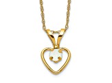 10k Yellow Gold Children's Opal Birthstone Heart Pendant Rope with 15 Inch Rope Chain