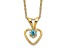 10k Yellow Gold Children's 0.11 cttw Blue Zircon Birthstone Heart Pendant with 15 Inch Rope Chain