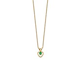 10k Yellow Gold Children's 0.11 cttw Emerald Birthstone Heart Pendant with 15 Inch Rope Chain