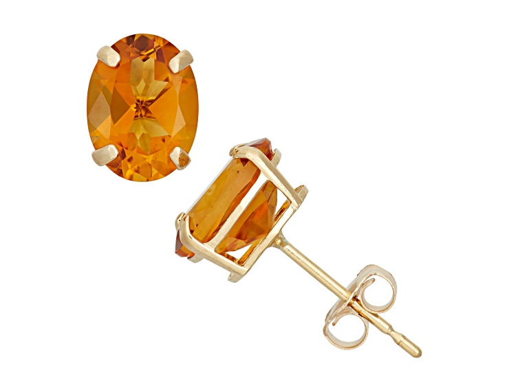 Oval Citrine 10K Yellow Gold Earrings 2.20ctw