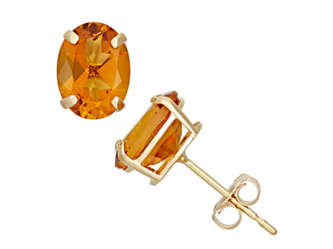 Oval Citrine 10K Yellow Gold Earrings 2.20ctw
