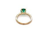10K Yellow Gold Square Cushion Emerald and Diamond Ring 1.75ctw