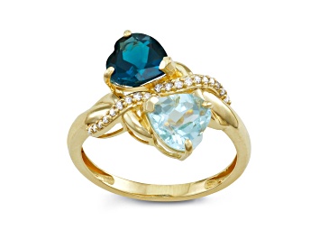 Picture of Aquamarine and London Blue Topaz 10K Yellow Gold  Ring 2.70ctw