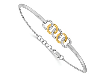 Picture of 14k Yellow Gold and 14k White Gold Polished Diamond Circles Bar Bracelet