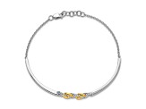 14k Yellow Gold and 14k White Gold Polished Diamond Circles Bar Bracelet