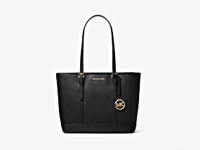 Michael Kors Jet Set Small Black Travel Saffiano Leather Top-Zip Tote Bag