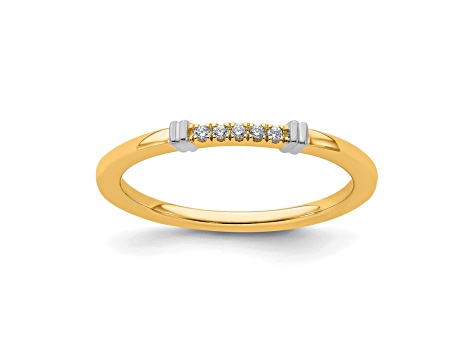 14K Yellow and White Gold Two Tone Stackable Expressions Diamond Ring 0.04ctw