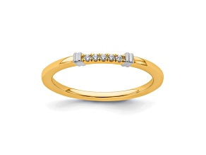 14K Yellow and White Gold Two Tone Stackable Expressions Diamond Ring 0.04ctw