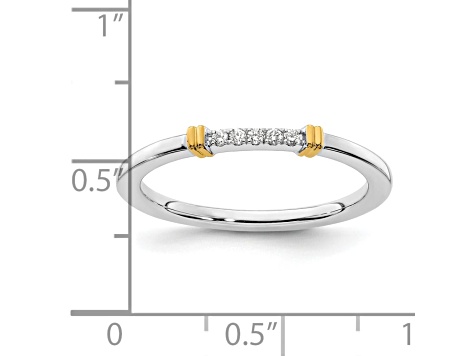 14K White and Yellow Gold Two Tone Stackable Expressions Diamond Ring 0.04ctw