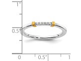 14K White and Yellow Gold Two Tone Stackable Expressions Diamond Ring 0.04ctw