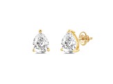 White Cubic Zirconia 14k Yellow Gold Studs With Velvet Gift Box 3.00ctw