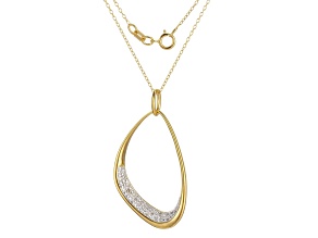 White Diamond 18k Yellow Gold Over Sterling Silver Pendant With 18" Cable Chain 0.10ctw