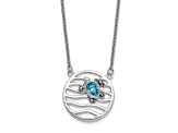 Rhodium Over Sterling Silver Crystal Sliding Turtle 15.5 Inch with 2 Inch Extension Necklace