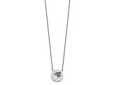 Rhodium Over Sterling Silver Crystal Sliding Turtle 15.5 Inch with 2 Inch Extension Necklace