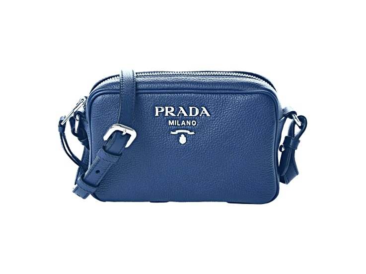 激安 超特価商店街  Blue Phenix Vitello Prada Leather Camera Small Logo Silver バッグ