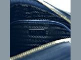 Prada Vitello Phenix Blue Leather Silver Logo Small Camera Crossbody Bag