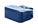 Prada Vitello Phenix Blue Leather Silver Logo Small Camera Crossbody Bag