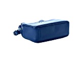 Prada Vitello Phenix Blue Leather Silver Logo Small Camera Crossbody Bag