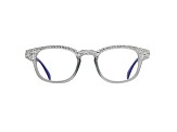 Navy Crystal Square Frame Reading Glasses. Strength 2.00