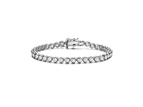 Rhodium Plated over Brass with Clear 3mm Cubic Zirconia Bracelet