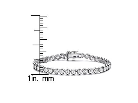 Rhodium Plated over Brass with Clear 3mm Cubic Zirconia Bracelet