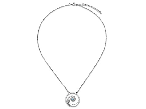Rhodium Over Sterling Silver Crystal Wave 16 + 2 Inch Extension Necklace