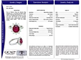 Oval Red Ruby and White Diamond Platinum Ring. 3.48 CTW