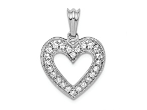 Rhodium Over 14k White Gold Diamond Heart Pendant