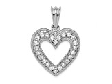 Rhodium Over 14k White Gold Diamond Heart Pendant