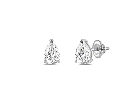 White Cubic Zirconia 14k White Gold Studs With Velvet Gift Box 1.00ctw